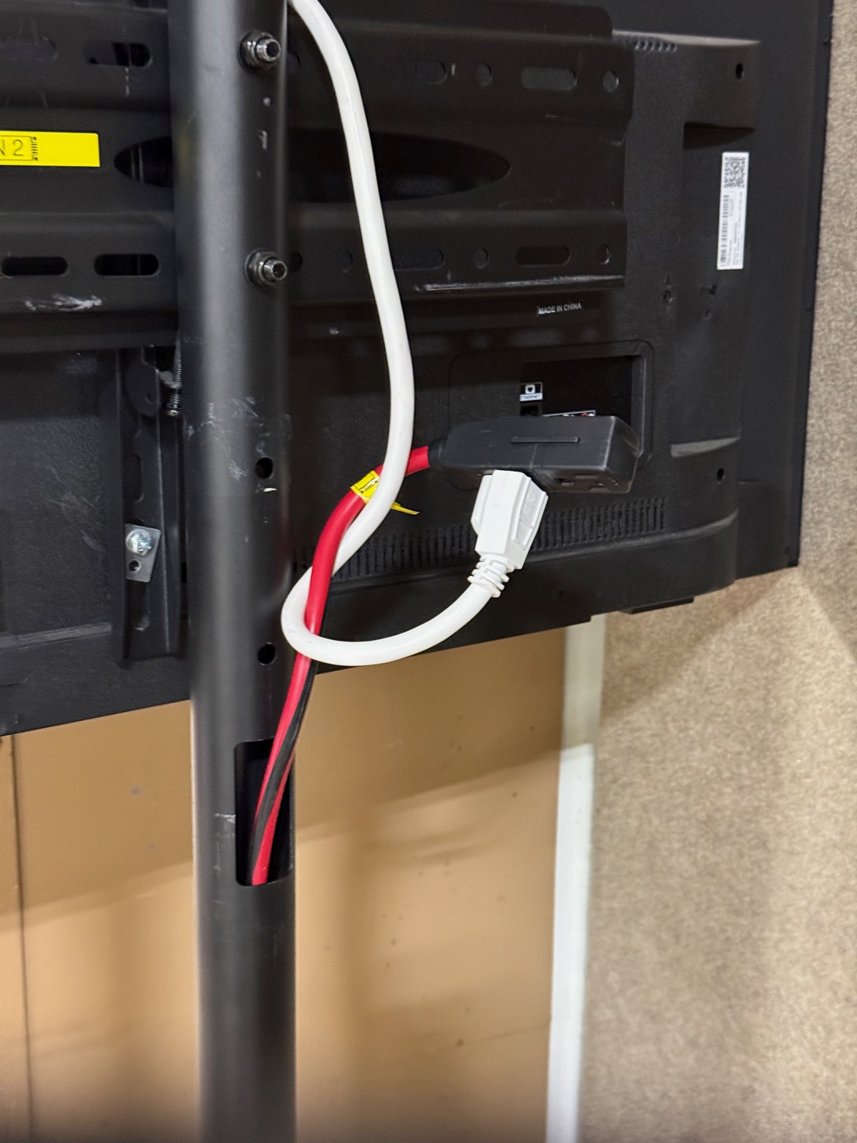 TV power cable connected