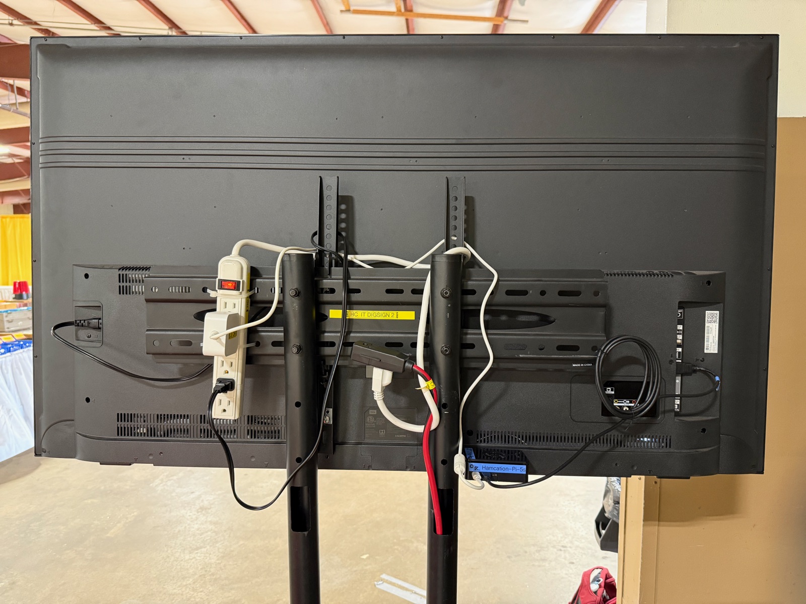 Complete back view of installed display